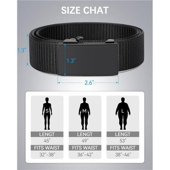 Mens Nylon Ratchet Belt Adjustable Tactical Golf Belt Work Belt for Jeans - Picture 5 of 7